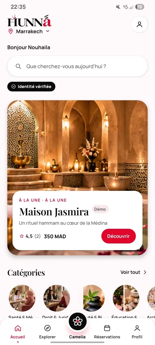 Capture réelle de l'application HUNNÃ